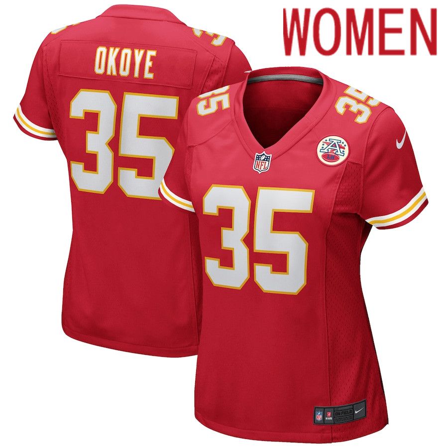 Women Kansas City Chiefs 35 Christian Okoye Nike Red Game Retired Player NFL Jersey